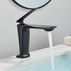 Baterie chiuveta baie, Blackswan, Tip M199, model negru mat scurt, dimensiune 16 cm