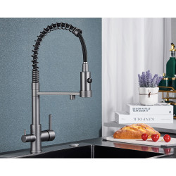 Baterie chiuveta bucatarie, Blackswan, Tip M251, model gri antracit cu iesire pentru apa purificata, dimensiune 48 cm