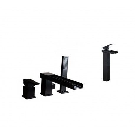 Set baterie cada si baterie chiuveta, Blackswan, Tip M34, model negru mat, dimensiune 25.5 cm