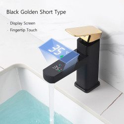 Baterie chiuveta baie, Blackswan, Tip M213, model negru/ auriu, cu afisaj LCD, dimensiune 17.5 cm