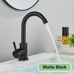 Baterie chiuveta baie, Blackswan, Tip M234, model negru mat rotund, dimensiune 23.5 cm
