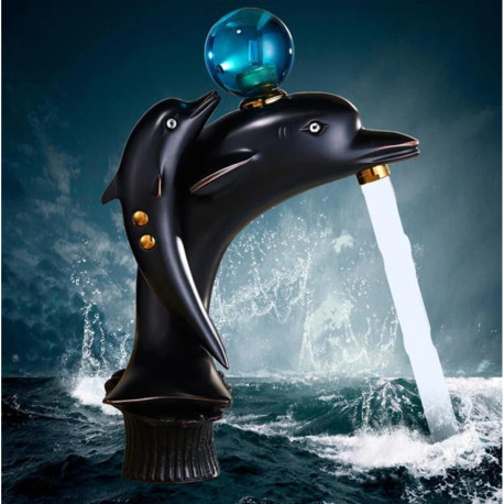 Baterie chiuveta baie, Blackswan, Tip M252 Delfin, model negru, dimensiune 25.5 cm