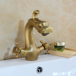 Baterie chiuveta baie, Blackswan, Tip M266 Dragon, model bronz antichizat, dimensiune 20 cm