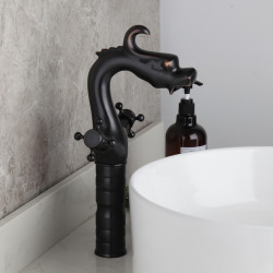 Baterie chiuveta baie, Blackswan, Tip M269 Dragon, model negru cu montare pe blat, dimensiune 34 cm