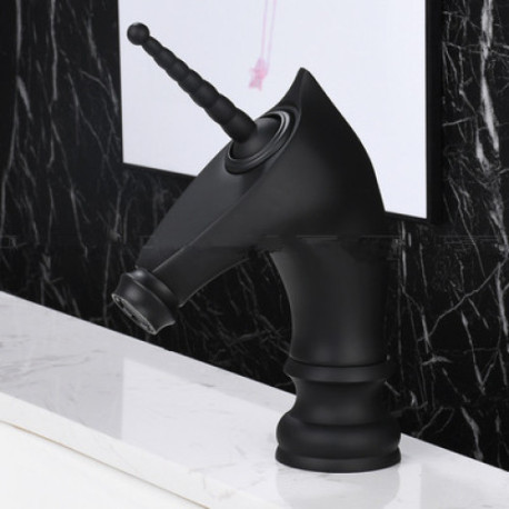 Baterie chiuveta baie, Blackswan, Tip M284 Unicorn, model negru mat scurt, dimensiune 20 cm