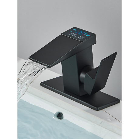 Baterie chiuveta baie, Blackswan, Tip M292, model smart negru mat, cu display LCD, dimensiune 13 cm