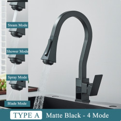 Baterie chiuveta bucatarie, Blackswan, Tip M315, model negru mat cu afisaj LCD si 4 moduri, dimensiune 45 cm