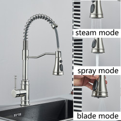 Baterie chiuveta bucatarie, Blackswan, Tip M322, model nichel cu 3 moduri si dus retractabil, dimensiune 49 cm
