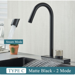 Baterie chiuveta bucatarie, Blackswan, Tip M343, model negru cu 2 moduri si pipa rotativa, dimensiune 36.5 cm