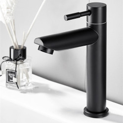 Baterie chiuveta baie, Blackswan, Tip M301, model negru mat cu montare pe chiuveta, dimensiune 17.3 cm