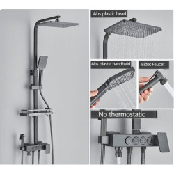 Coloana dus, Blackswan, Tip M233, model gri antracit, cu 4 cai, dus cu presiune, dus mana tip SPA si pipa mobila ascunsa, 118 cm