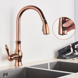 Baterie chiuveta bucatarie, Blackswan, Tip M352 cu 2 moduri, model auriu rose lucios, dimensiune 41 cm