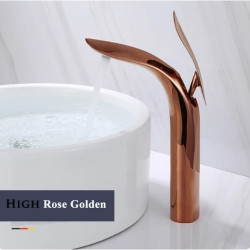 Baterie chiuveta baie, Blackswan, Tip M320, model rose gold inalt, cu montare pe blat, dimensiune 34.7 cm
