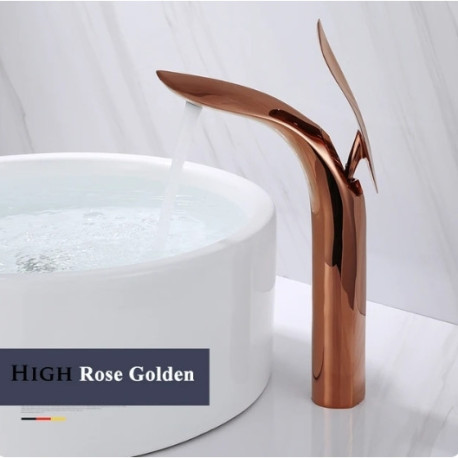 Baterie chiuveta baie, Blackswan, Tip M320, model rose gold inalt, cu montare pe blat, dimensiune 34.7 cm