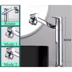 Baterie chiuveta baie, Blackswan, Tip M333, model inalt crom rotativ, cu 2 moduri si pipa mobila, dimensiune 30 cm