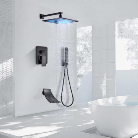Set baterie dus, Blackswan, Tip M3.6 LED, model negru antichizat, dimensiune 40 cm
