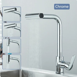 Baterie chiuveta bucatarie, Blackswan, Tip M368, model crom, cu dus mobil, pipa rotativa si 4 moduri, dimensiune 35 cm
