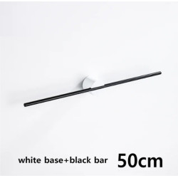 Suport prosoape baie, Blackswan, Tip M54, cu bara reglabila, model alb, negru mat, dimensiune 50 cm