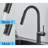 Baterie chiuveta bucatarie, Blackswan, Tip M382 cu 2 moduri si dus extractibil, model negru, dimensiune 39 cm
