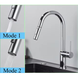 Baterie chiuveta bucatarie, Blackswan, Tip M383 cu 2 moduri si dus extractibil, model crom, dimensiune 39 cm