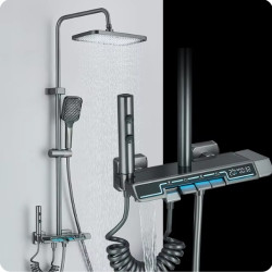 Coloana dus, Blackswan, Tip M280, model gri antracit, afisaj LCD si iluminare LED, dus cu presiune si pipa ascunsa, 108 cm