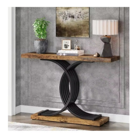 Masa Decor Living/ Hol, Model Fremingi maro/ negru, textura lemnoasa, 100 cm