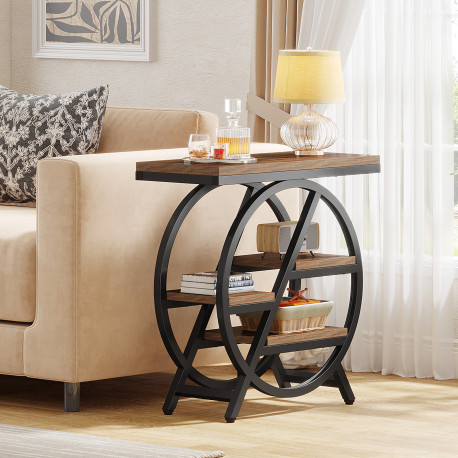Masa Decor Living/Hol, Blackswan Design, Model Sofia 2, maro/negru, lemn si metal, 65cm
