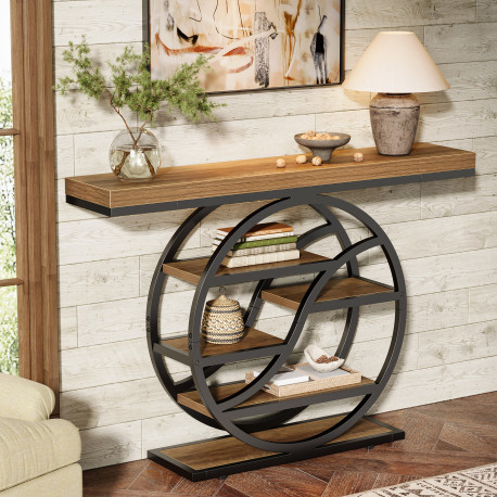 Masa consola, Blackswan Design Sofia 4, lemn maro/negru, metal, 120x30x90 cm