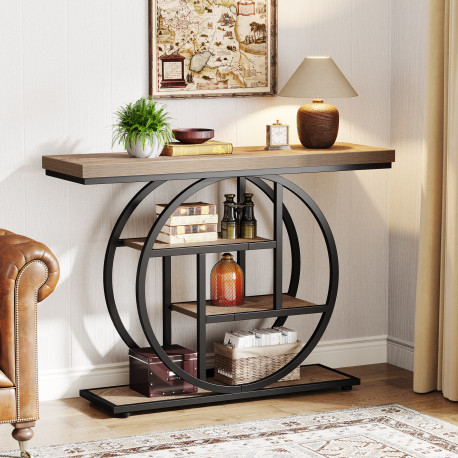 Masa Living/Hol, Blackswan Design Alana, lemn maro deschis/negru, 105x30x80 cm
