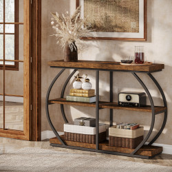 Masa Living/Hol, Blackswan Design Halley Rustic, lemn maro/negru, 105x30x80 cm