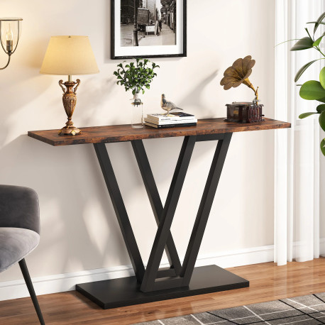 Masă Consolă Industrială, Blackswan Design, 110x30x80cm, lemn maro/negru