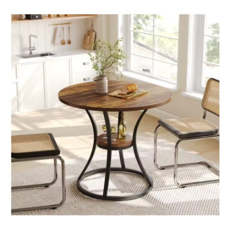 Masa Living/Hol, Blackswan Design Rustic Bistro, lemn maro/negru, 80x80x75 cm