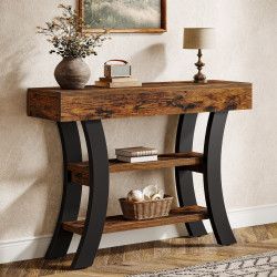 Masa Living/Hol, Blackswan Design Germina, lemn maro/ negru, 105x30x80 cm