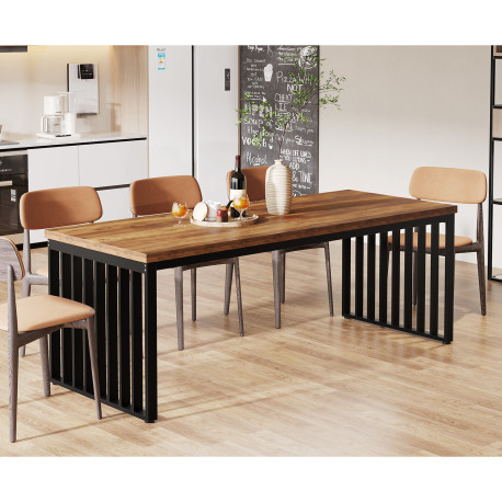 Masa Living/ Bucatarie, Blackswan Design Model Ironwood, lemn maro/negru, 180x70x75 cm