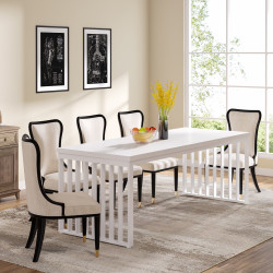Masa Living/ Bucatarie, Blackswan Design Model Pure White, lemn alb, 180x70x75 cm