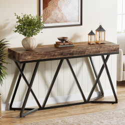 Masa Decor Living/ Hol, Blackswan Design Model X Line, lemn maro inchis, 140x30x90 cm