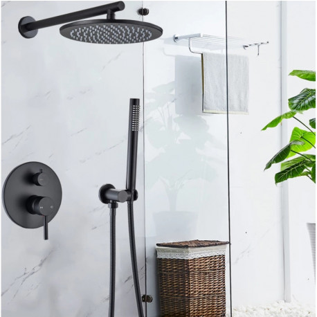 Set baterie dus, Blackswan, Tip M68.3, model negru mat, dimensiune 30 cm