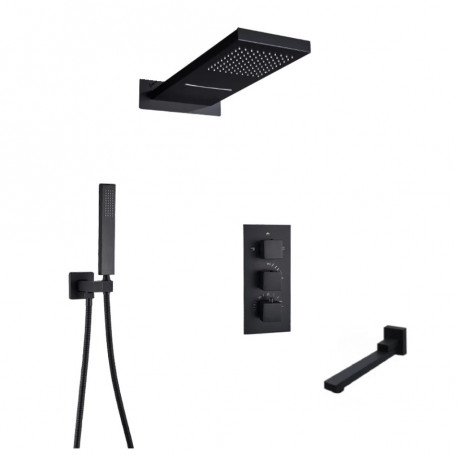 Set baterie dus, Blackswan, Tip M73.10, model negru mat, dimensiune 55 cm