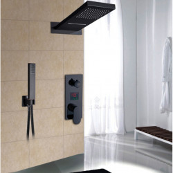Set baterie dus, Blackswan, Tip M73.11, model negru mat, dimensiune 52 cm