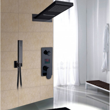 Set baterie dus, Blackswan, Tip M73.11, model negru mat, dimensiune 52 cm