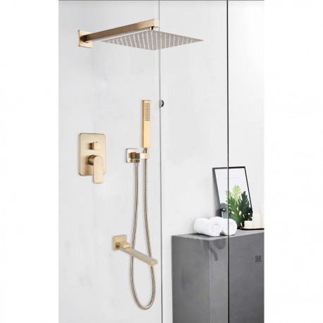 Set baterie dus, Blackswan, Tip M73.20, model auriu mat, dimensiune 40x40 cm