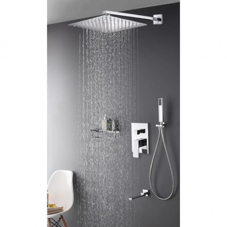 Set baterie dus, Blackswan, Tip M73.29, model crom lucios, dimensiune 25x25 cm