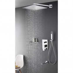 Set baterie dus, Blackswan, Tip M73.31, model crom lucios, dimensiune 40x40 cm