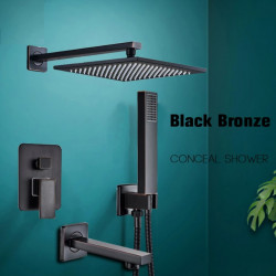 Set baterie dus, Blackswan, Tip M73.39, model negru antichizat, dimensiune 30 cm