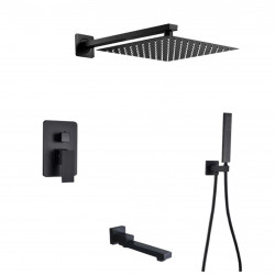 Set baterie dus, Blackswan, Tip M73.42, model negru mat, dimensiune 25 cm