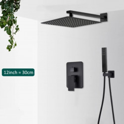 Set baterie dus, Blackswan, Tip M73.45, model negru mat, dimensiune 30 cm