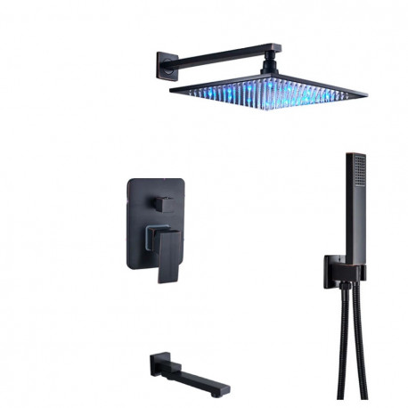 Set baterie dus, Blackswan, Tip M73.52 LED, model negru antichizat, dimensiune 30 cm
