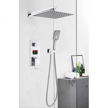 Set baterie dus, Blackswan, Tip M73.53 Smart, model crom, dimensiune 40 cm