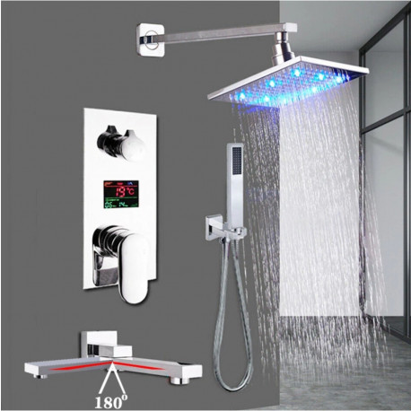Set baterie dus, Blackswan, Tip M73.64 LED, model crom lucios, dimensiune 20 cm