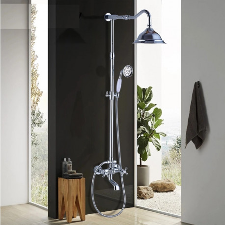 Baterie dus, Blackswan, Tip M82.2 ceramica alba, model crom lucios, dimensiune 20 cm